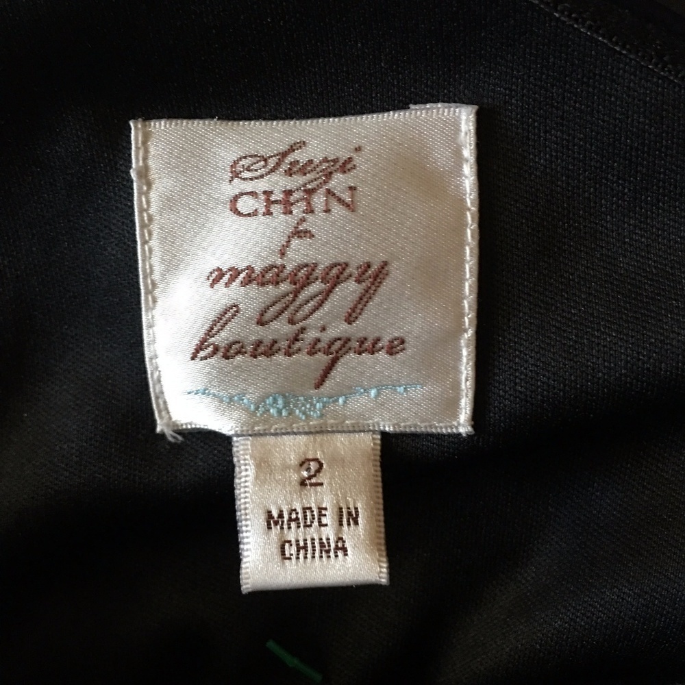 SUZI CHIN Maggy Boutique Black One Shoulder Cocktail Dress Sz 2 - Picture 9 of 11